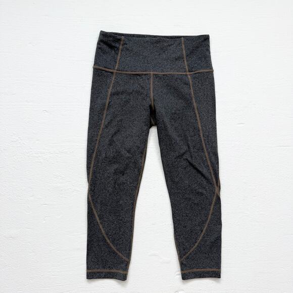 Athleta Heather Gray Crop Leggings Contrast Stitching, Size Small - Picture 1 of 6